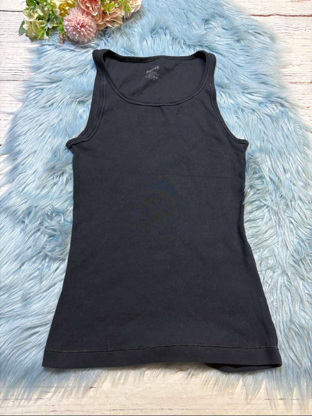 SKIMS Black Ribbed Stretch Tank sz M